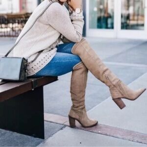 Vince Camuto Madolee Over-the-Knee Suede Boot. Size 10, Foxy/Taupe color